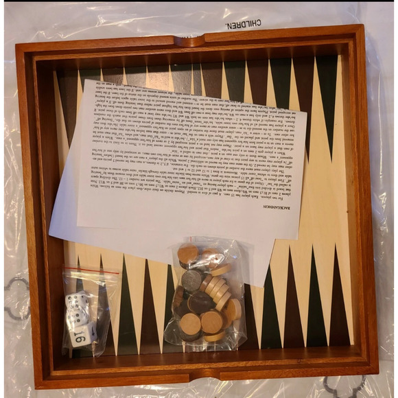 Cardinal 2002 Pewter & Wood 4 Game Set Checkers Backgammon Tic Tac Toe Chess - Picture 6 of 6